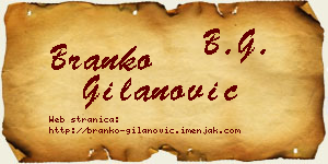 Branko Gilanović vizit kartica